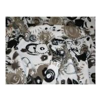 Patterned Viscose Dress Fabric Black, White & Taupe