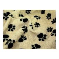 Paw Print Sherpa Textured Fleece Fabric Stone/Black