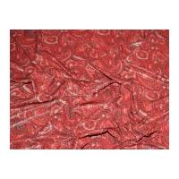 Paisley Foil Print Peachskin Dress Fabric Red