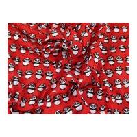 Panda Print Polycotton Dress Fabric Red