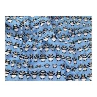 Panda Print Polycotton Dress Fabric Blue