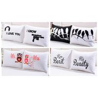 pair of his amp her pillow covers beauty and beast