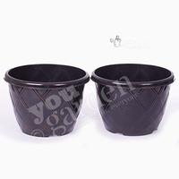 Pair of Rhombus Black & Copper Planters 27cm