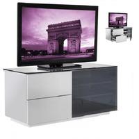 Parin White Gloss 2 Drawer TV Stand With Black Glass Door