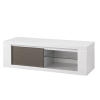 Pamela High Gloss TV Stand In White And Grey With Lighting