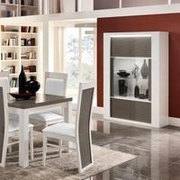 Pamela Display Cabinet Wide In White Gloss And Grey With LED