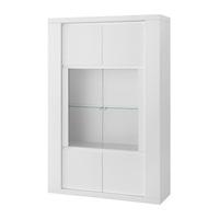 Pamela Display Cabinet Wide In White High Gloss With LED