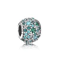 Pandora Ocean Mosaic Pave Charm with Mixed Green Crystal + Green Cubic Zirconia 791261MCZMX - Green