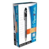 Paper Mate FlexGrip Retractable (Black) Ballpoint Pen Fine 0.8mm Tip 0.3mm Line (Pack of 12 Pens)