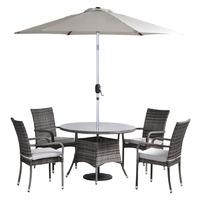 Pagoda Toulouse Rattan 4 Seater Round Dining Set
