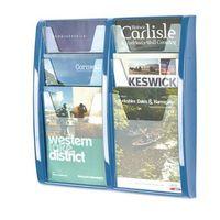 panorama wall mounted leaflet dispenser 6 x a4 blue