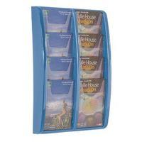 PANORAMA WALL MOUNTED LEAFLET DISPENSER - 8 x A5 - BLUE