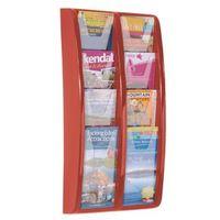 PANORAMA WALL MOUNTED LEAFLET DISPENSER - 8 x 1/3 A4 - RED