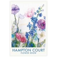 Pale Poppies & Delphinium Tea Towel