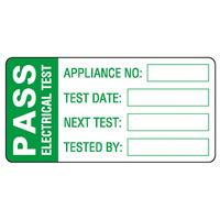 pass electrical test labels green mark amp seal 60 x 30mm roll of 500