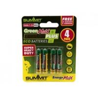 pack of 4 aaa summit green max energy plus batteries