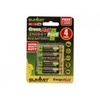 pack of 4 aa summit green max energy plus batteries