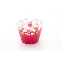 Pack Of 12 Sweetly Does It Heart Filigree Paper Cake Wraps