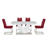 panama white dining table and 4 chairs