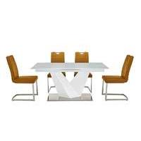 Panama White Dining Table and 4 Chairs