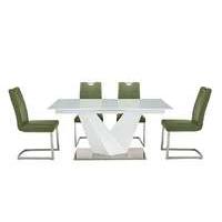 panama white dining table and 4 chairs