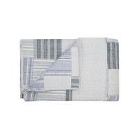 Patchwork quilted blue grey white summer bedspread - Grey