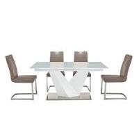 Panama White Dining Table and 4 Chairs