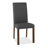 Parker Walnut & Charcoal Fabric Square Back Dining Chairs - Pair