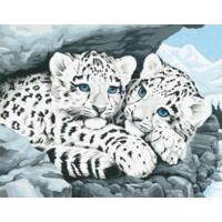 paintsworks paint by numbers snow leopard cubs paint set