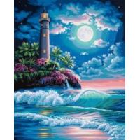 paintsworks paint by numbers lighthouse in moonlight paint set