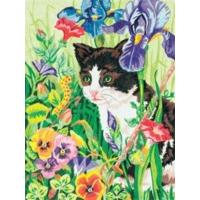 paintsworks pencil by numbers kitty in flowers