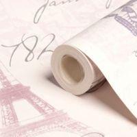 Paris Heather & Silver Calligraphy Wallpaper
