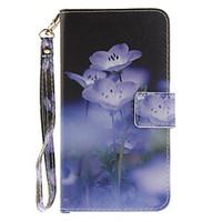 Painted Blue Flowers Pattern Card Can Lanyard PU Phone Case For LG G3 G4 G5 K7 K8 K10
