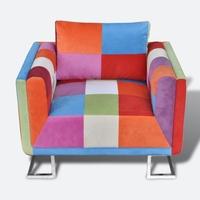 Patchwork Cube Chair with Chrome Feet