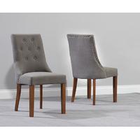 Pacific Grey Fabric Dark Oak Leg Dining Chairs (Pair)
