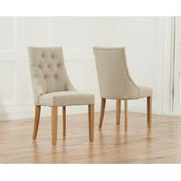 Pacific Beige Fabric Oak Leg Dining Chairs (Pair)