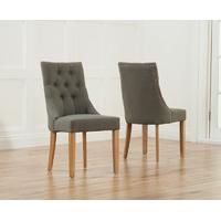 Pacific Grey Fabric Oak Leg Dining Chairs (Pair)