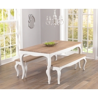 parisian 175cm shabby chic dining table and benches