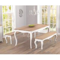 parisian 175cm shabby chic dining table and benches