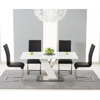 palma 160cm white high gloss dining table with malaga chairs