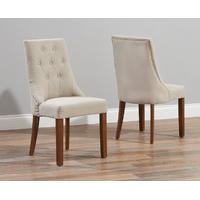 Pacific Beige Fabric Dark Oak Leg Dining Chairs (Pair)