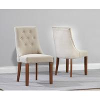 Pacific Beige Fabric Dark Oak Leg Dining Chairs