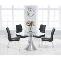 Paloma 135cm Round Glass Dining Table with Cavello Chairs