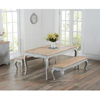 parisian 175cm grey shabby chic dining table with benches