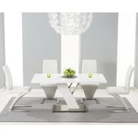 Palma 160cm White High Gloss Dining Table with Ivory-White Hampstead Z Chairs