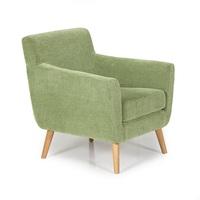 Paloma Fabric Lounge Chair In Green With Wooden Legs