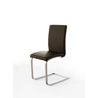 Pauline Brown Faux Leather Dining Chair With Chrome Legs