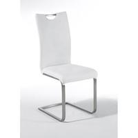 Paulo White Faux Leather Dining Chair With Handle Hole