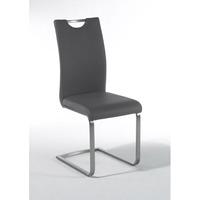 Paulo Grey Faux Leather Dining Chair With Handle Hole