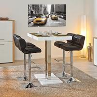 Palzo Bar Table In White High Gloss With 4 Candid Black Stools